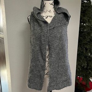 Eileen Fisher Suri Alpaca Silk Mesh Hooded Sweater Vest XS
